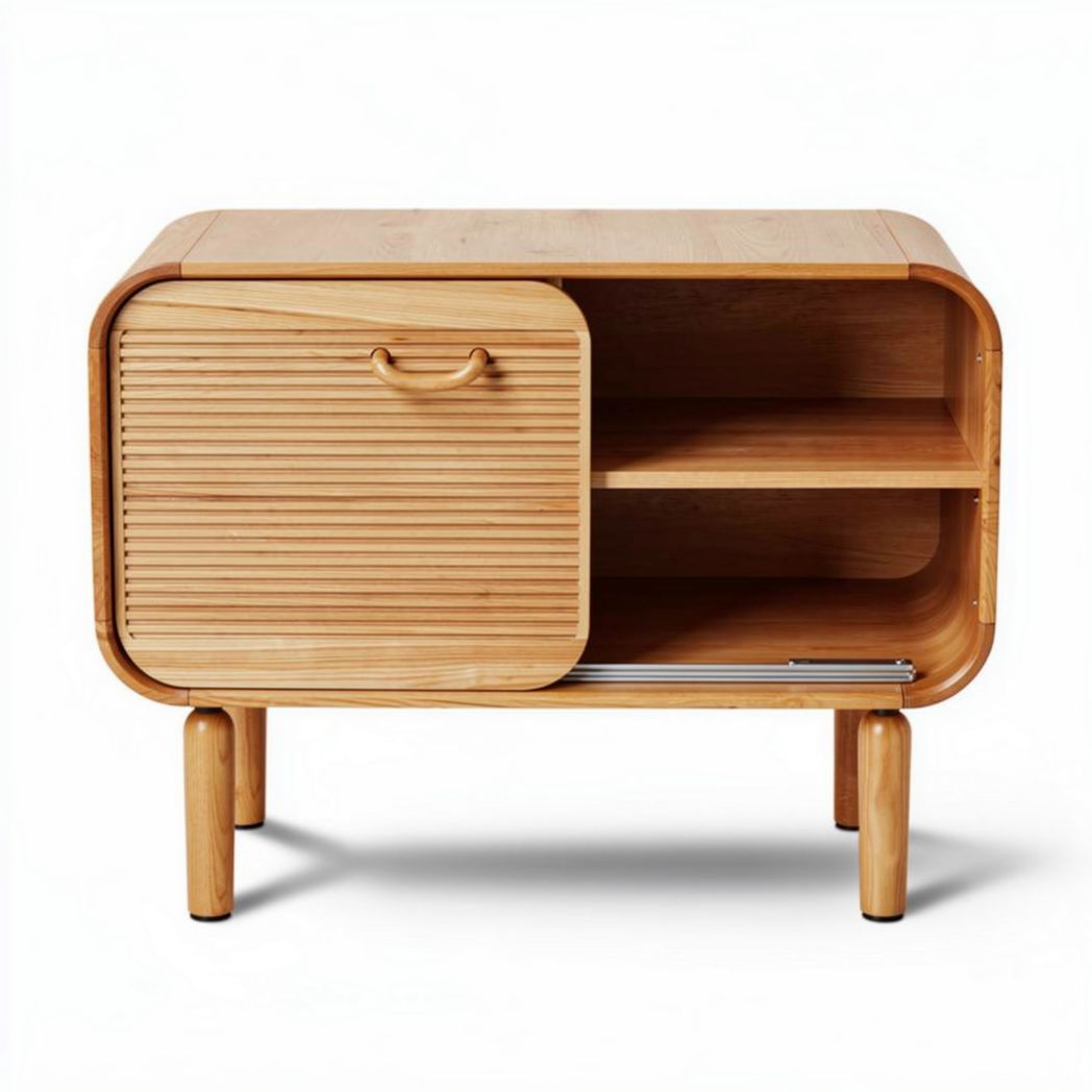 Houten kast met doorlopende deur en open schappen 60 x 40 x 45cm