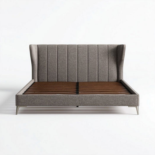 Logeerkamerbed met stoffen bekleding en houten lattenbodem 200 x 160 x 100cm
