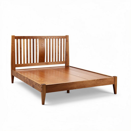 Houten bed met open rugleuning 200 x 160 x 100cm in natuurlijke kleur