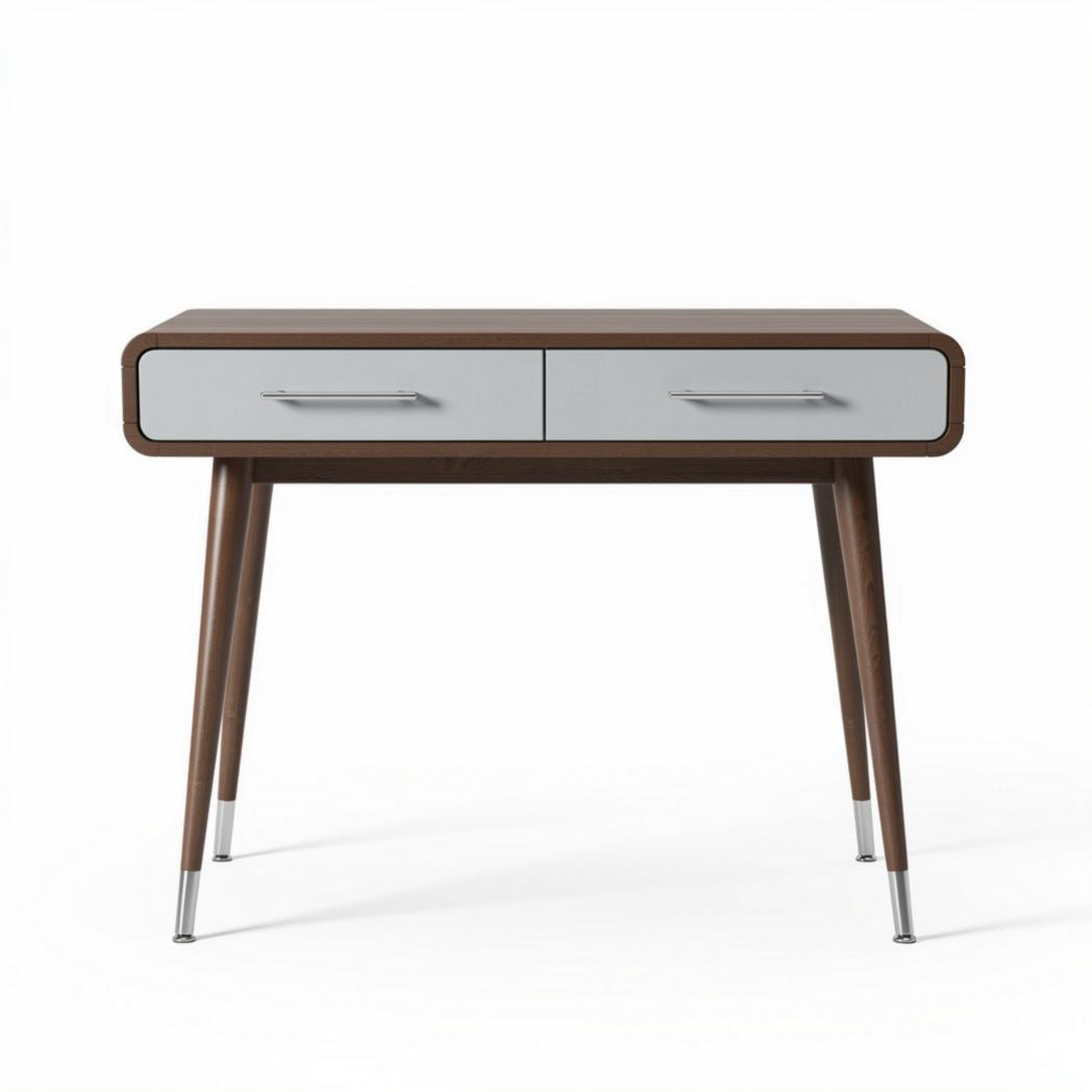 Houten bureau met twee lades en metalen poten 70 x 40 x 75cm