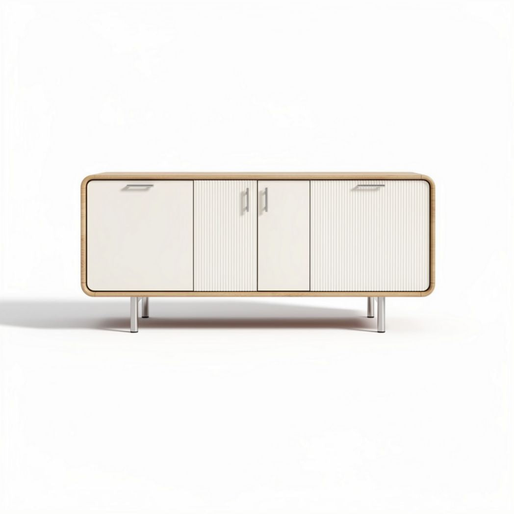 Lage dressoir van hout met twee deuren en strakker design 150 x 40 x 70cm