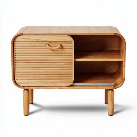 Houten kast met doorlopende deur en open schappen 60 x 40 x 45cm