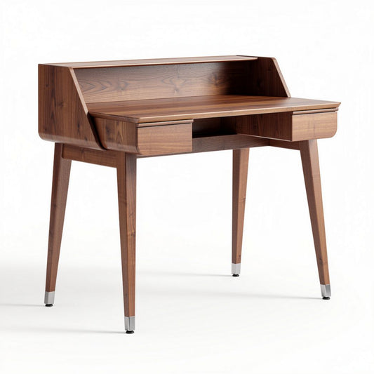 Houten bureau met lades en een hoogte van 75cm in walnootkleur 120 x 60 cm