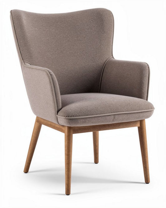 Vintage fauteuil van stof met houten poten 80 x 70 x 90cm grijs